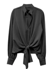 Karen Kane Tie Front Satin Top In Black