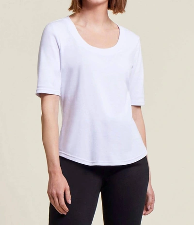Tribal Cotton Scoop Neck Top In White