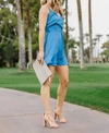 Jack By Bb Dakota Almost Wrapped Dress In Sea Blue In Multi