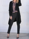 Elan Patrice Drape Front Cardigan In Black