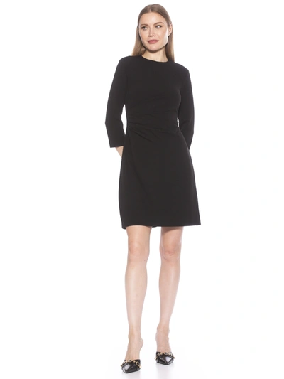 Alexia Admor Cristal 3/4 Sleeve Pleated A-line Dress In Black