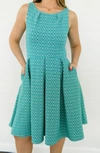 LEOTA ANITA FIT-AND-FLARE DRESS IN TURQUOISE