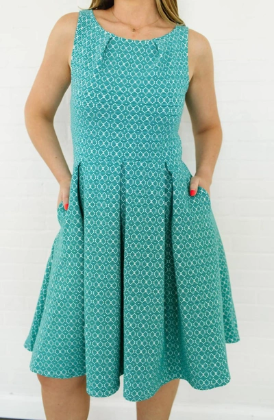 Leota Anita Fit-and-flare Dress In Turquoise In Blue
