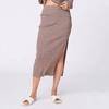 Monrow Rib Midi Skirt In Cocoa In Brown