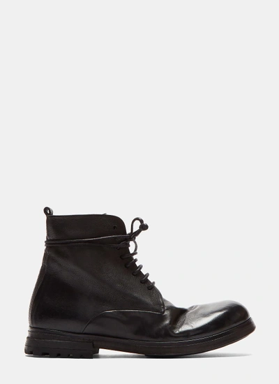 Marsèll Smooth Leather Combat Boots In Black