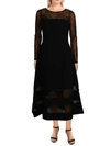 AIDAN MATTOX Womens Crepe Shadow Stripe Midi Dress