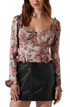ASTR ASTR THE LABEL FLORAL SWEETHEART NECK UNDERWIRE SATIN TOP