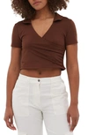 Bench Constance Collared Crop Top In Chocolate