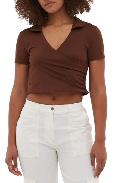 Bench Constance Collared Crop Top In Brown