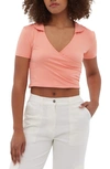 Bench Constance Collared Crop Top In Pink