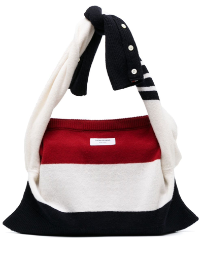 Thom Browne Jersey Stitch Sweater Tote Bag In Red