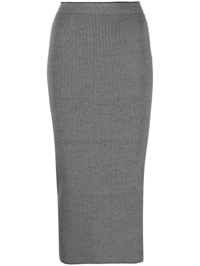 Ludovic De Saint Sernin Ribbed-knit Tube Skirt In Grey