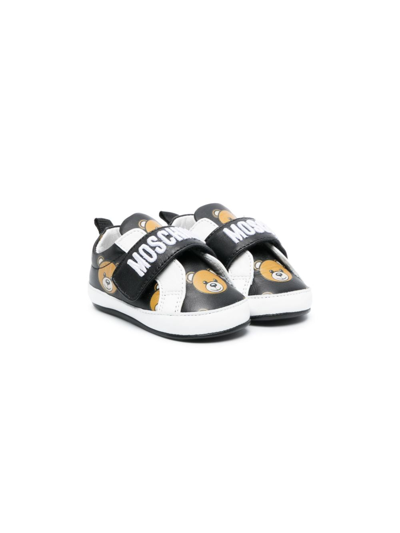Moschino Baby Leather Sneakers In Black