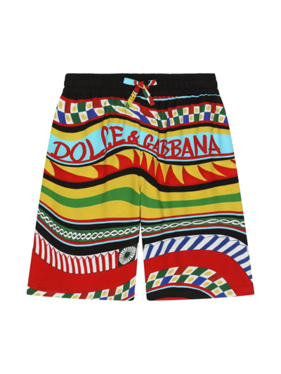 Dolce & Gabbana Kids' Carretto-print Bermuda Shorts In Multicolor
