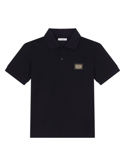 Dolce & Gabbana Kids' Logo-plaque Polo Shirt In Black