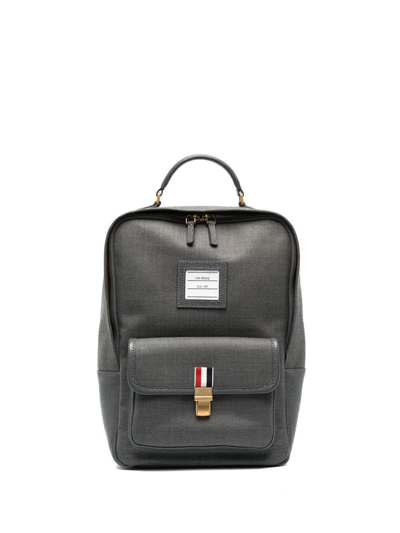 Thom Browne School Twill Backpack In Grey