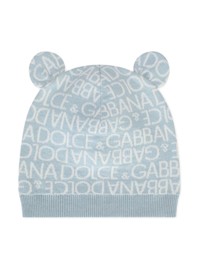 Dolce & Gabbana Babies' Animal-ears Knitted Hat In Blue
