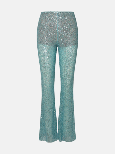 Self-portrait Aquamarine Polyamide Pants In Blue