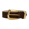 Khaite Gold Buckle Benny Belt In Coffee