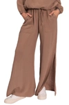 Everyday Ritual Riley Cotton Gauze Split Hem Pants In Mushroom