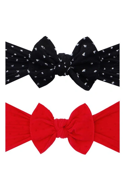 Baby Bling Babies' Assorted 2-pack Fab-bow-lous® Headbands In Black Dot Cherry And Red Dot