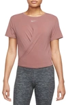 Nike Women's Dri-fit One Luxe Twist Cropped Short-sleeve Top In Pink