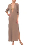 Everyday Ritual Tracey Cotton Caftan In Mushroom