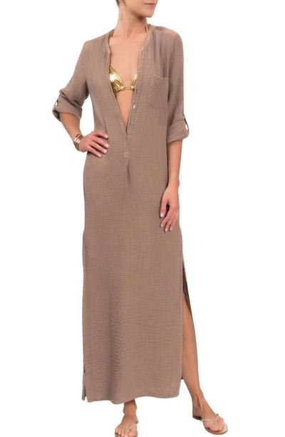 Everyday Ritual Tracey Cotton Caftan In Mushroom