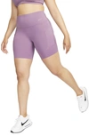 Nike Women's Universa Medium-support High-waisted 8" Biker Shorts With Pockets In Purple
