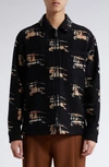 BURBERRY PATERSON EQUESTRIAN KNIGHT ZIP FRONT STRETCH WOOL JACKET