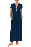 EVERYDAY RITUAL STACEY SPLIT NECK COTTON CAFTAN