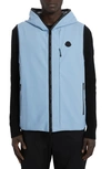 Moncler Allier Soft Shell Léger Nylon Down Vest In Azure Blue