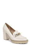 Naturalizer Callie Loafer Pump In Satin Pearl Beige Leather