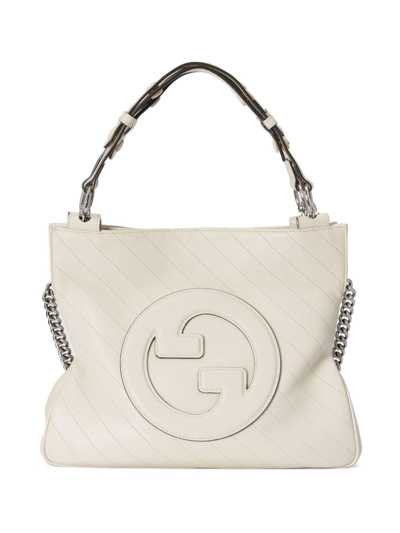 Gucci White Blondie Leather Tote Bag