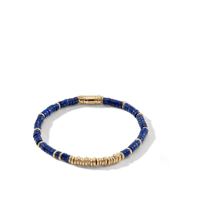 John Hardy 14k Yellow Gold Heishi Lapis Lazuli Bracelet In Blue