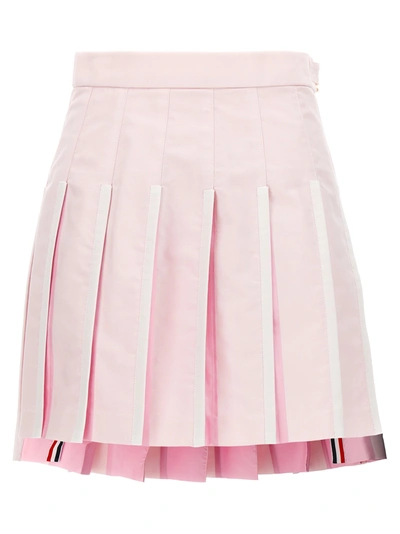Thom Browne Pleated Oxford Skirt In Nude & Neutrals