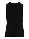 Theory Black Crewneck Top With Ruched Details On The Front