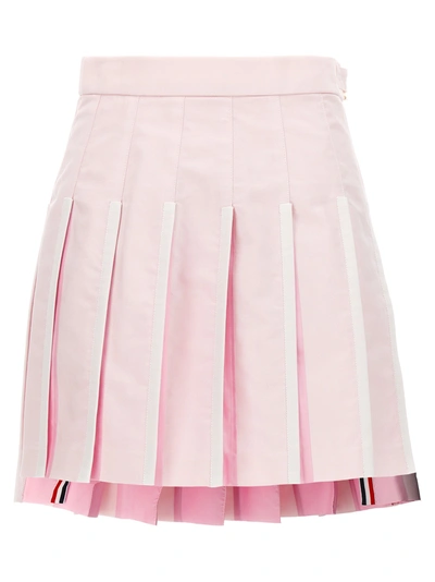 Thom Browne Pleated Oxford Skirt Skirts Pink In Light Pink