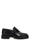 Maison Margiela Tabi County Split-toe Distressed Textured-leather Penny Loafers In Black