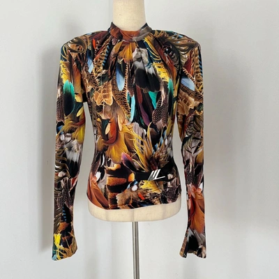 Pre-owned Attico Printed Longsleeve Top With Padded Shoulders