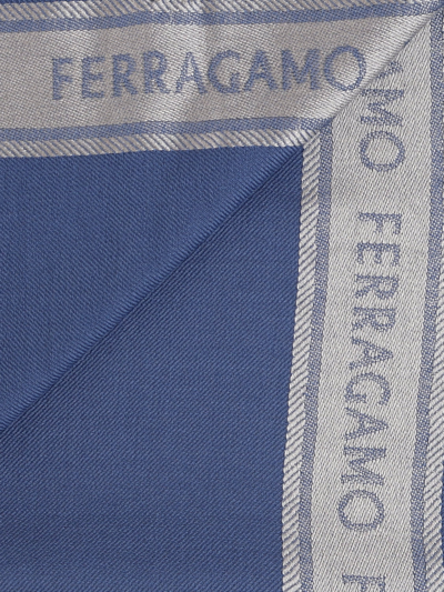 Ferragamo Scarf With Lettering Logo In Blue