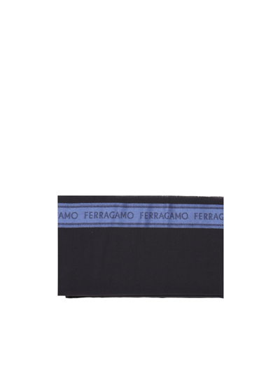 Ferragamo Scarf With Lettering Logo In Blue