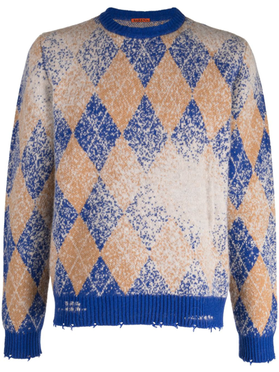 Barena Venezia Patterned-intarsia Wool-blend Jumper In Blue