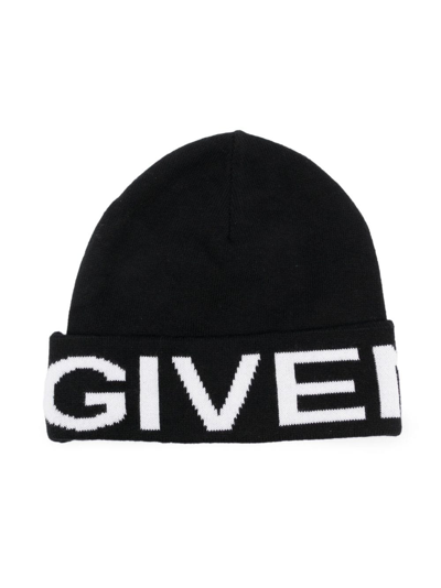 GIVENCHY LOGO-PRINT BEANIE HAT