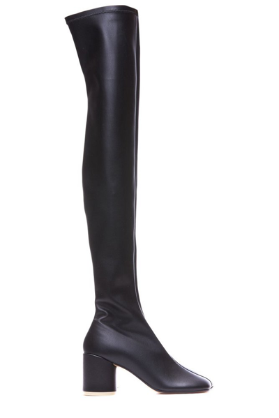 Mm6 Maison Margiela Anatomic 80mm Faux-leather Thigh-boots In Black