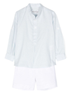 Amaya Pinstriped Linen-cotton Shirt And Shorts Set In Blue