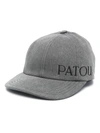 Patou Embroidered-logo Denim Cap In Grey