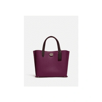 Coach Deep Berry Colourblock Leather Willow Small