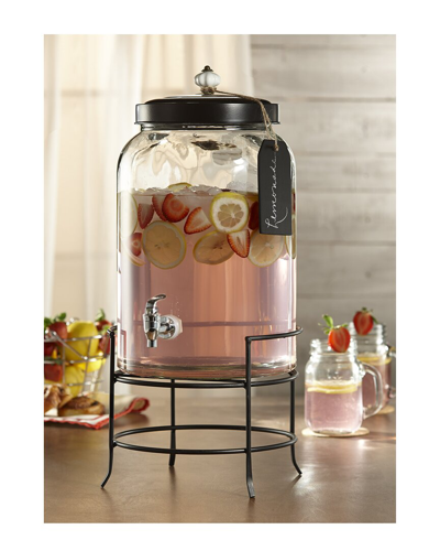 Stylesetter 3 Gallon Franklin Glass Beverage Dispenser With Metal Stand In Clear