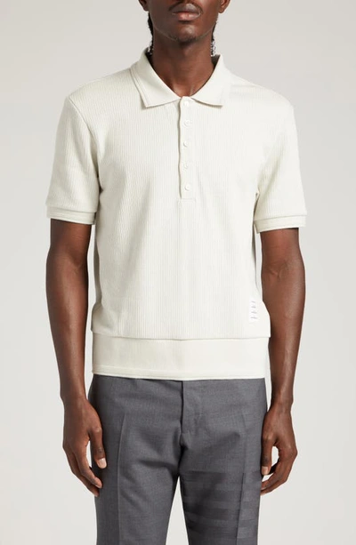 Thom Browne Short Sleeved Polo In Natural_white